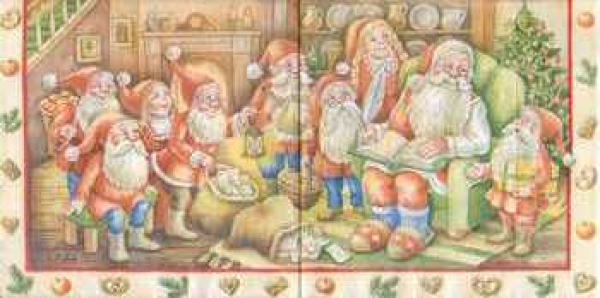 Serviette Weihnachtsmann, Geschichten erzählend, Rarität